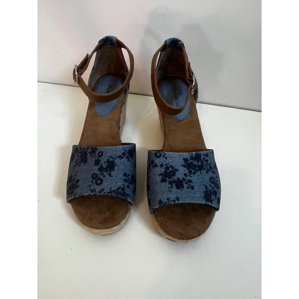 Style & Co Women SELEENEY Faux Leather Open Toe Wedge‎ Sandals Size 10.5 NIB